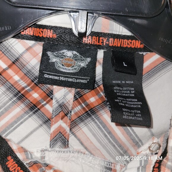 Harley-Davidson Genuine Motor Clothes Plaid Button Down Shirt Size L - Picture 5 of 8